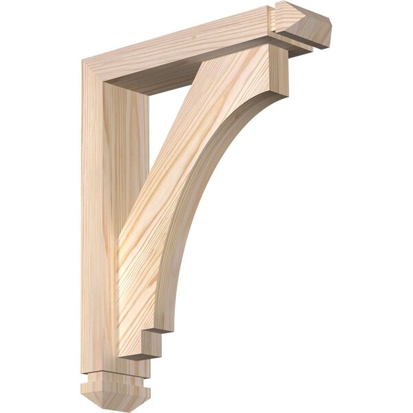 Ekena Millwork Imperial Arts and Crafts Smooth Bracket w/ Offset Brace, Douglas Fir, 3 1/2"W x 14"D x 18"H BKT0402X14X18IMP03SDF - main